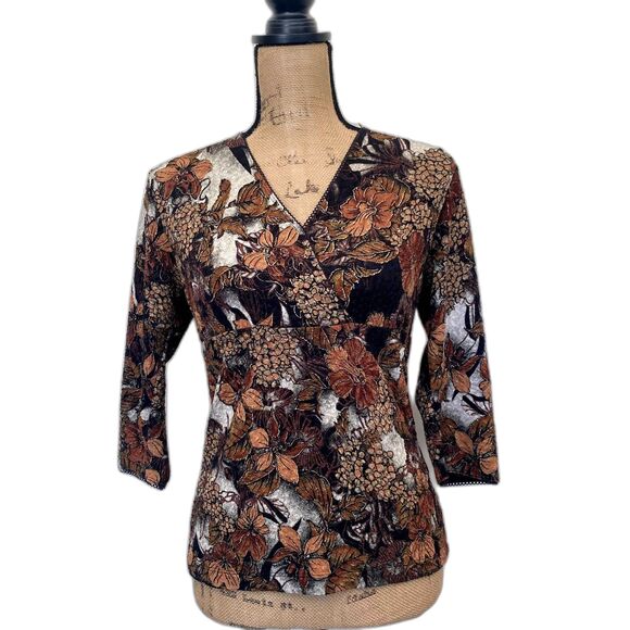 East 5th Y2K Surplice Babydoll Blouse Dark Fairy Grunge Earthy Size Small Petite - Picture 1 of 4